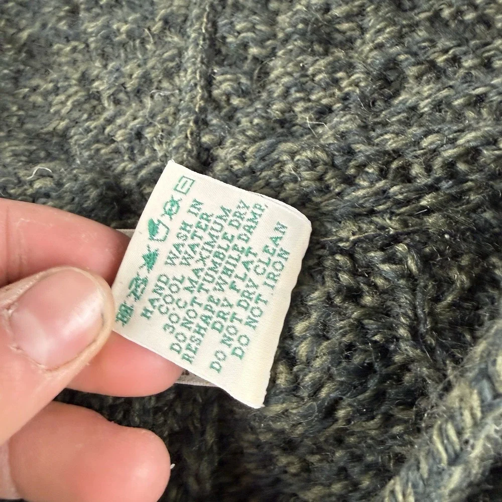 Aran Crafts Hoodie Women's 2XL Green Merino Wool Fisherman Cable Knit Full Zip - Picture 5 of 10